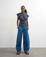 Topshop pull on barrel jean in rich blue