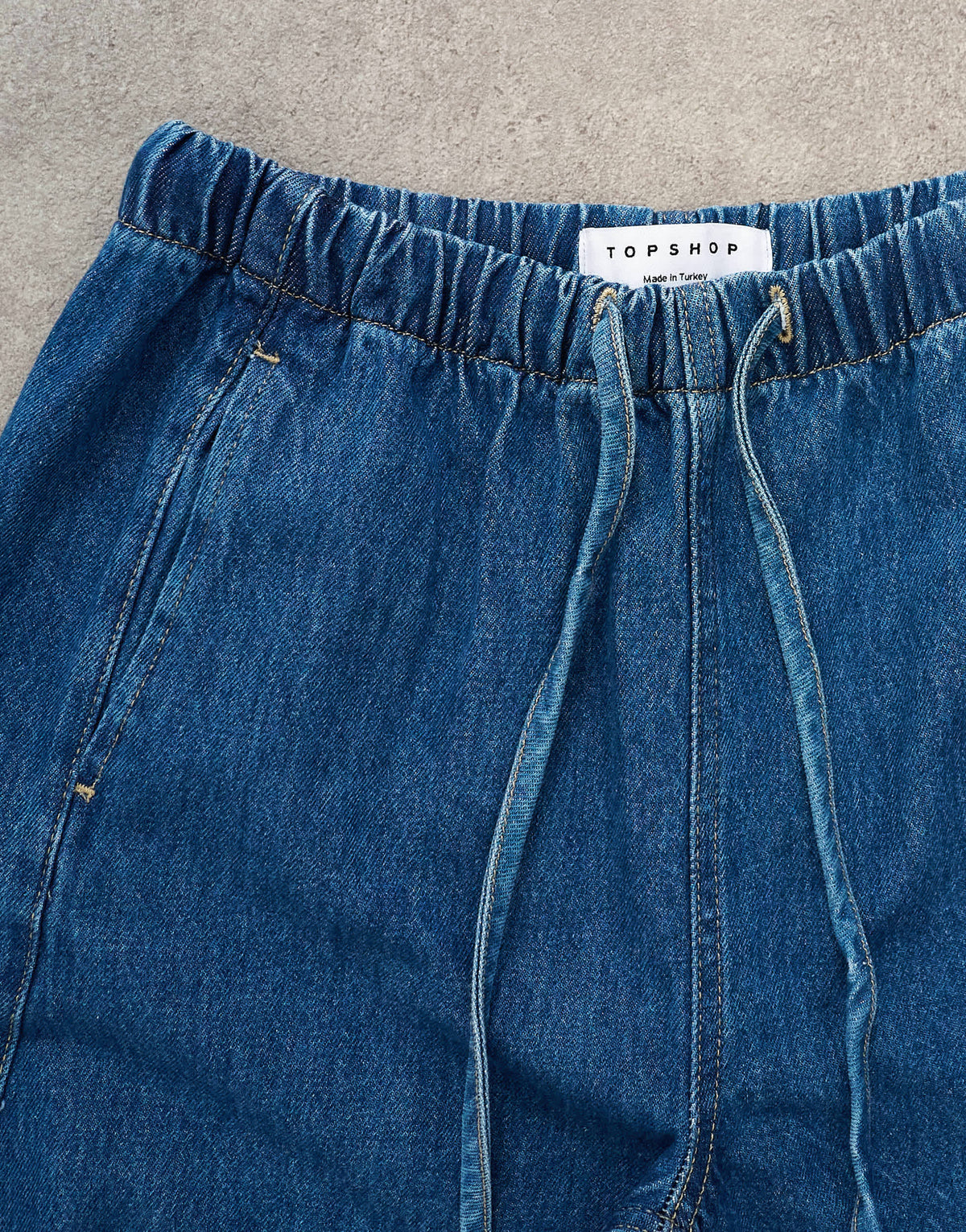 Topshop pull on barrel jean in rich blue