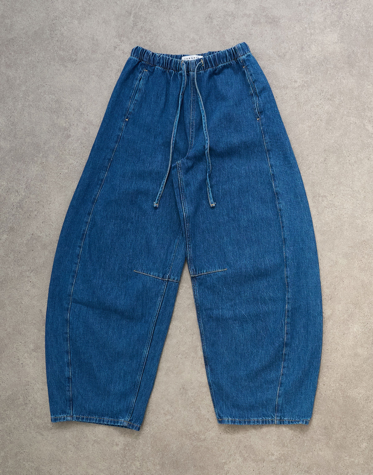 Topshop pull on barrel jean in rich blue