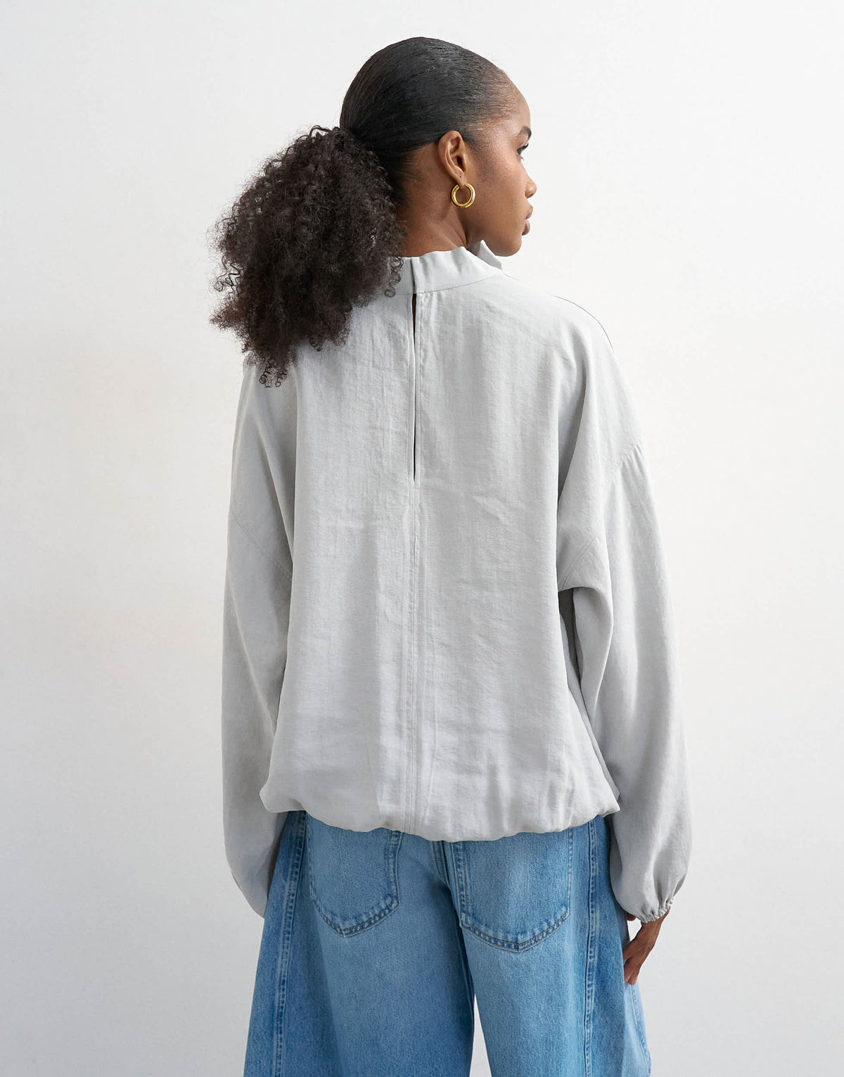 Topshop seam detail cuffed long sleeve top in grey