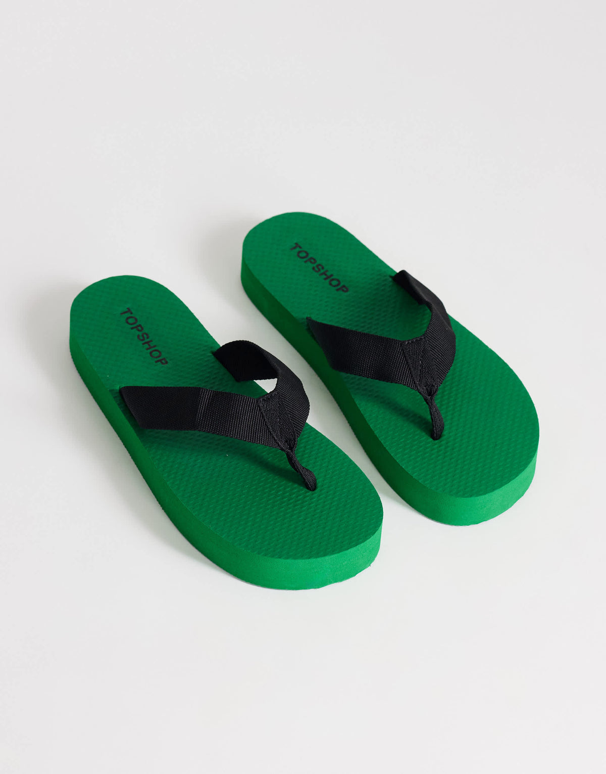 Topshop Molly toe thong sandal in green and black