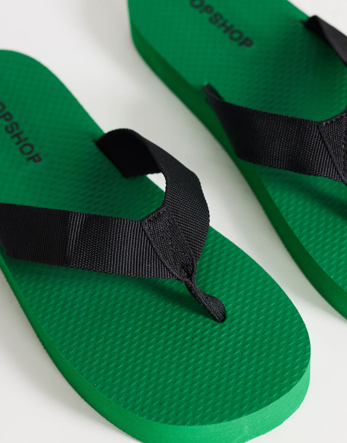 Topshop Molly toe thong sandal in green and black