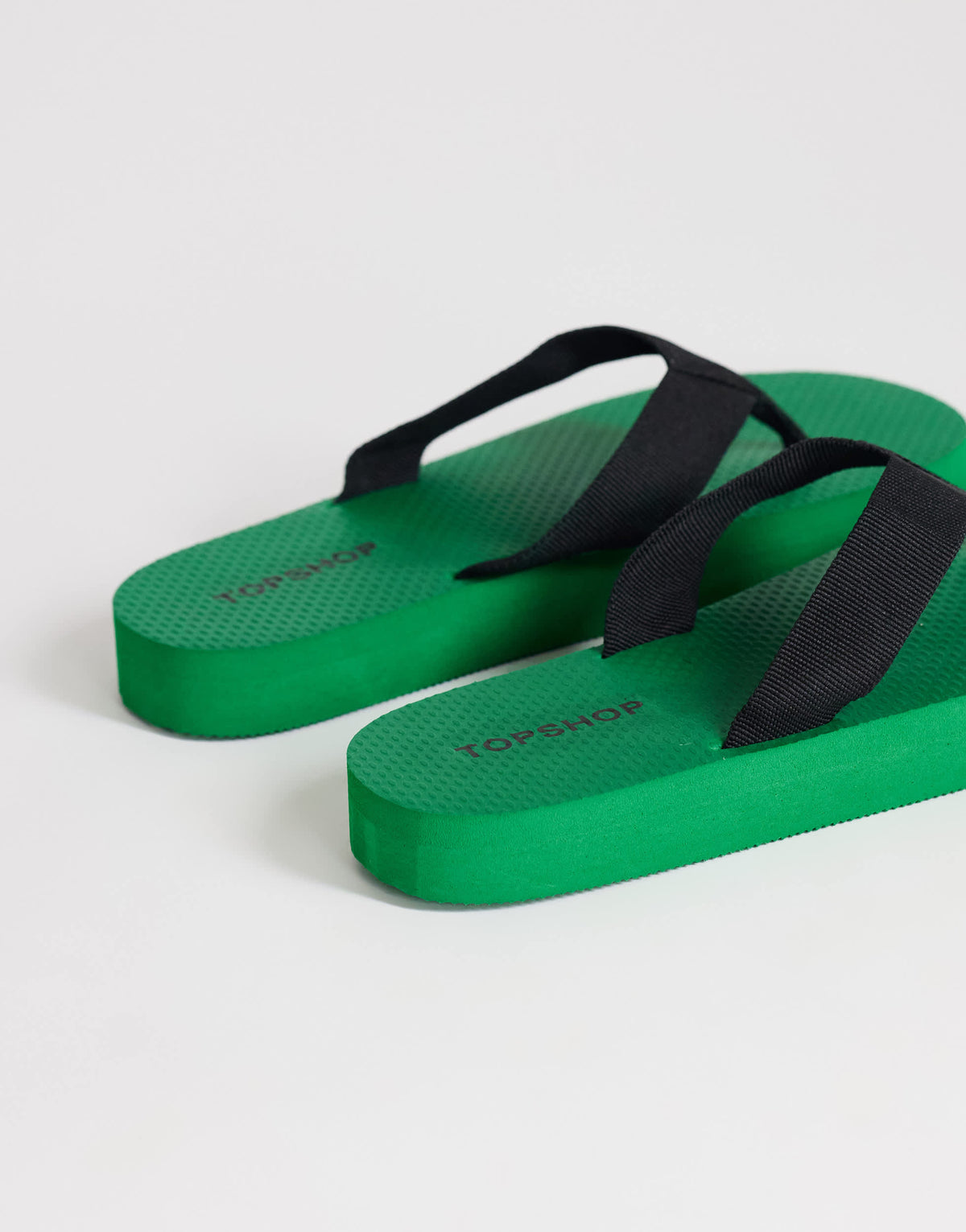 Topshop Molly toe thong sandal in green and black