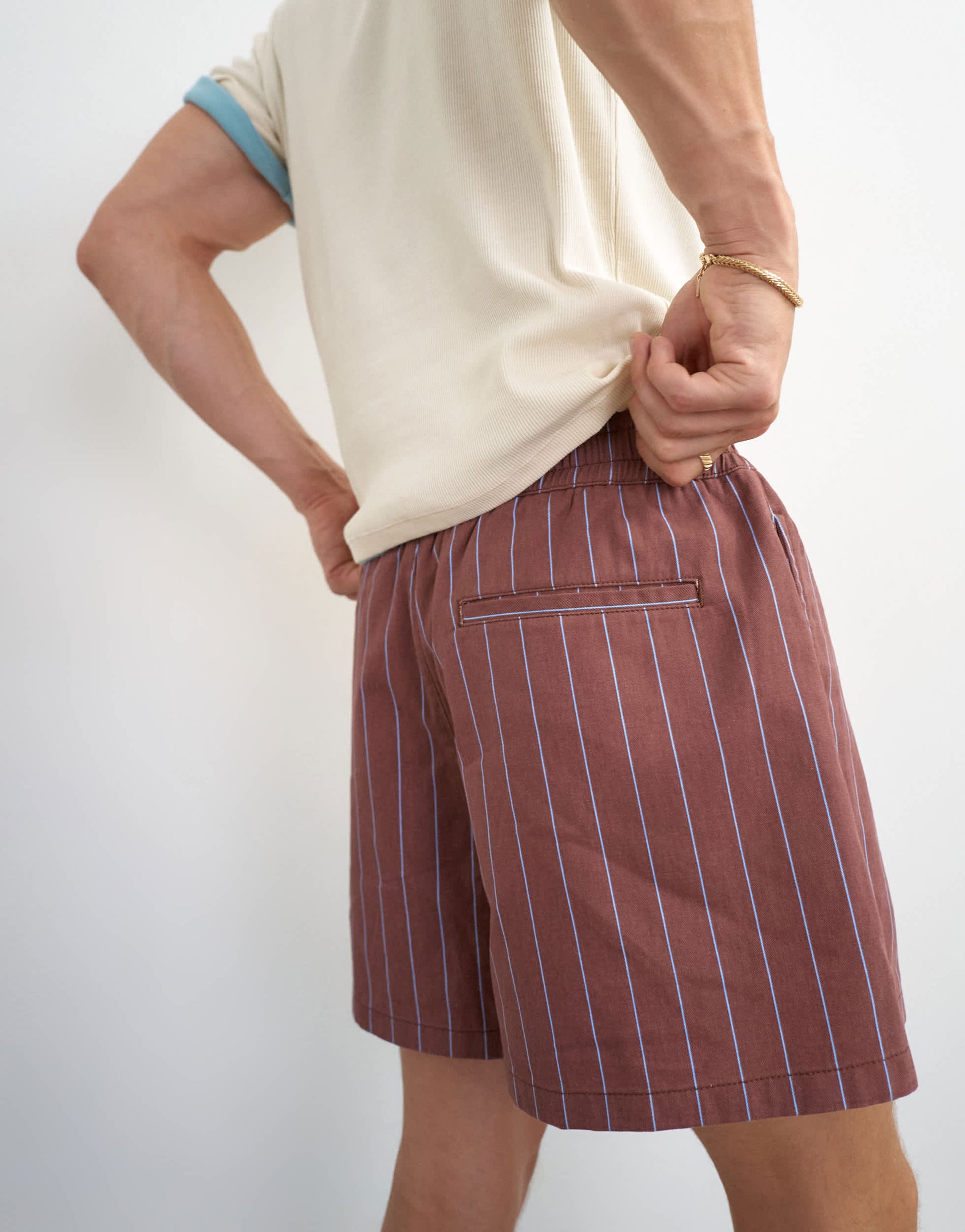 Topman micro fit stripe short in brown