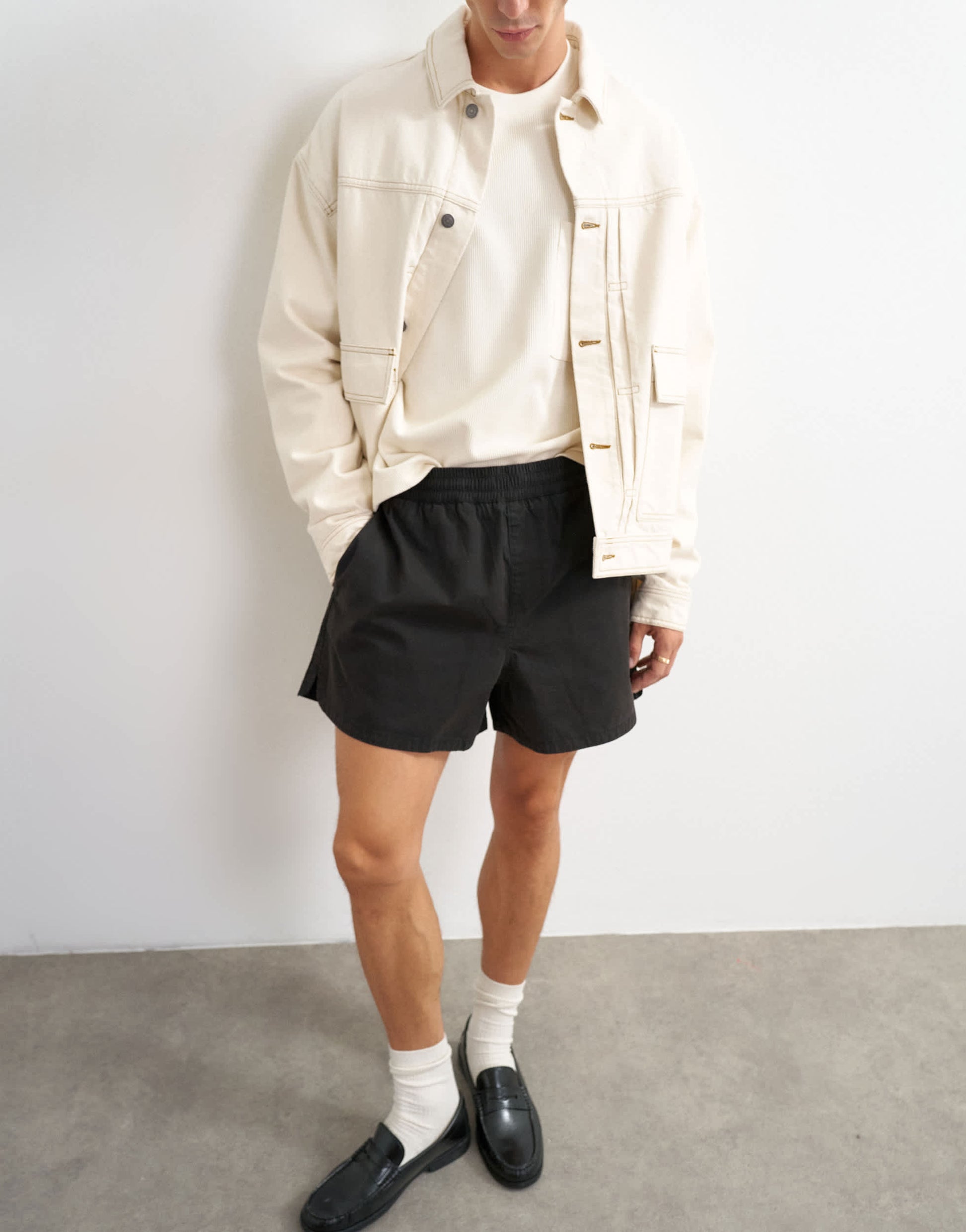 Topman micro fit short in black