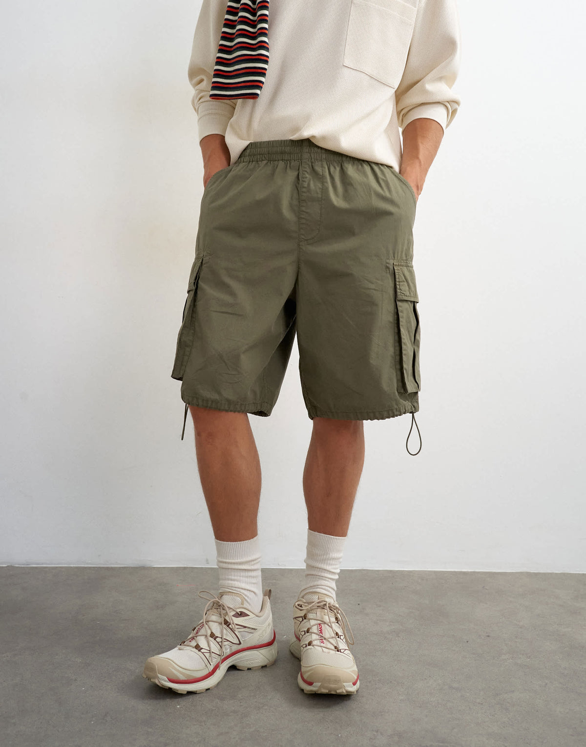 Topman baggy fit cargo short in khaki