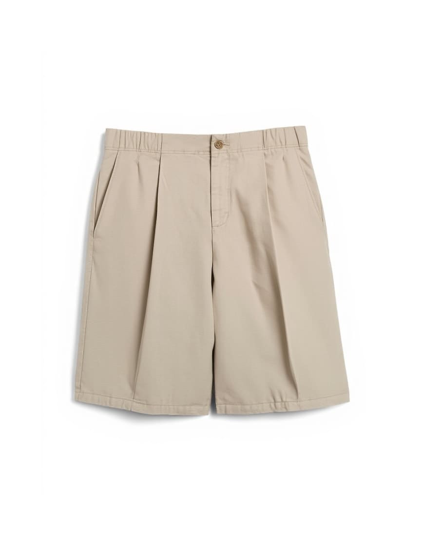 Topman wide leg twill bermuda short with pronounced pleat in stone