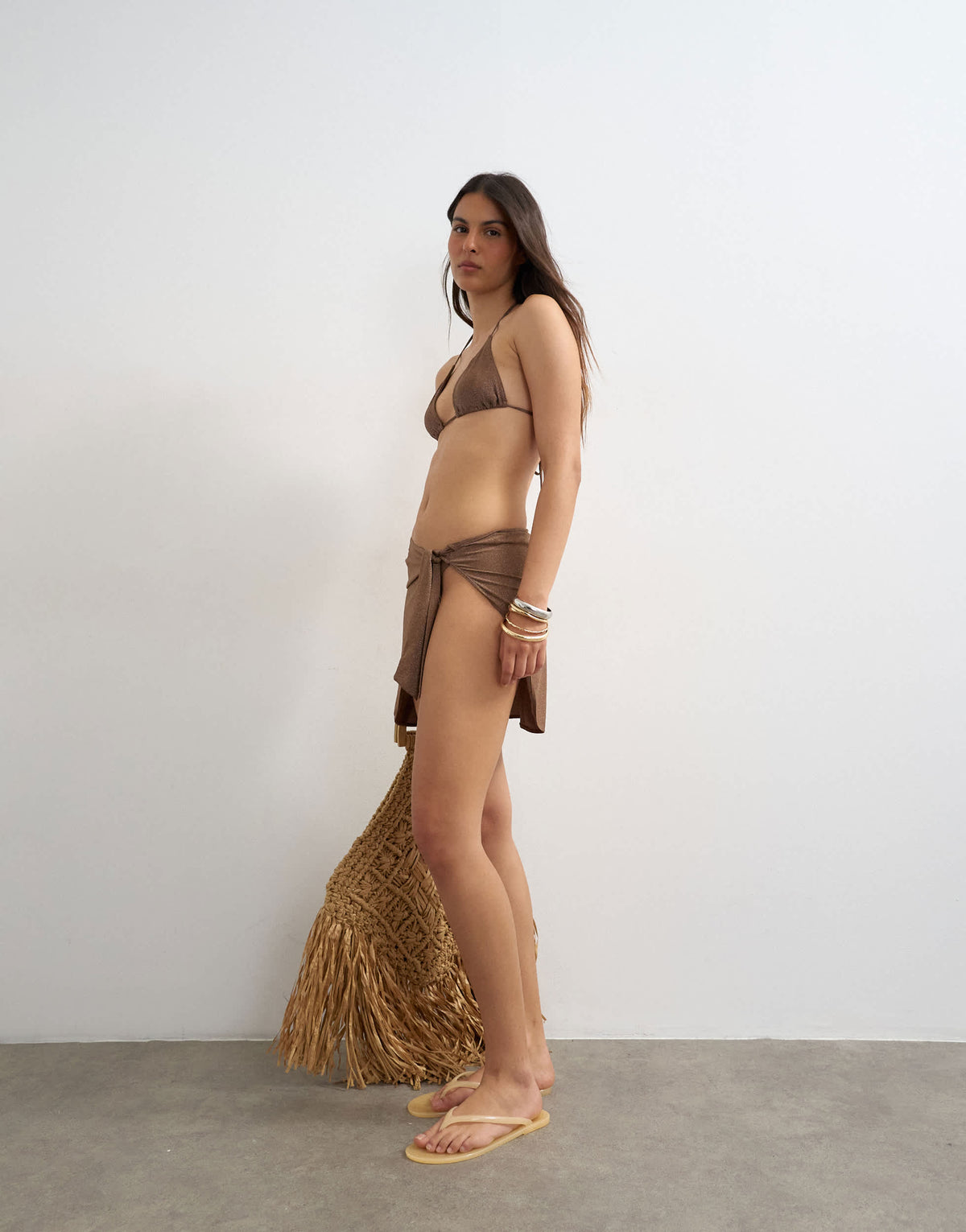 Topshop glitter sarong in chocolate