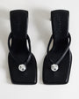 Topshop Nadeem mid heel toe thong sandal with hardware in black