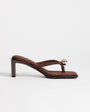Topshop Nadeem mid heel toe thong sandal with hardware in chocolate