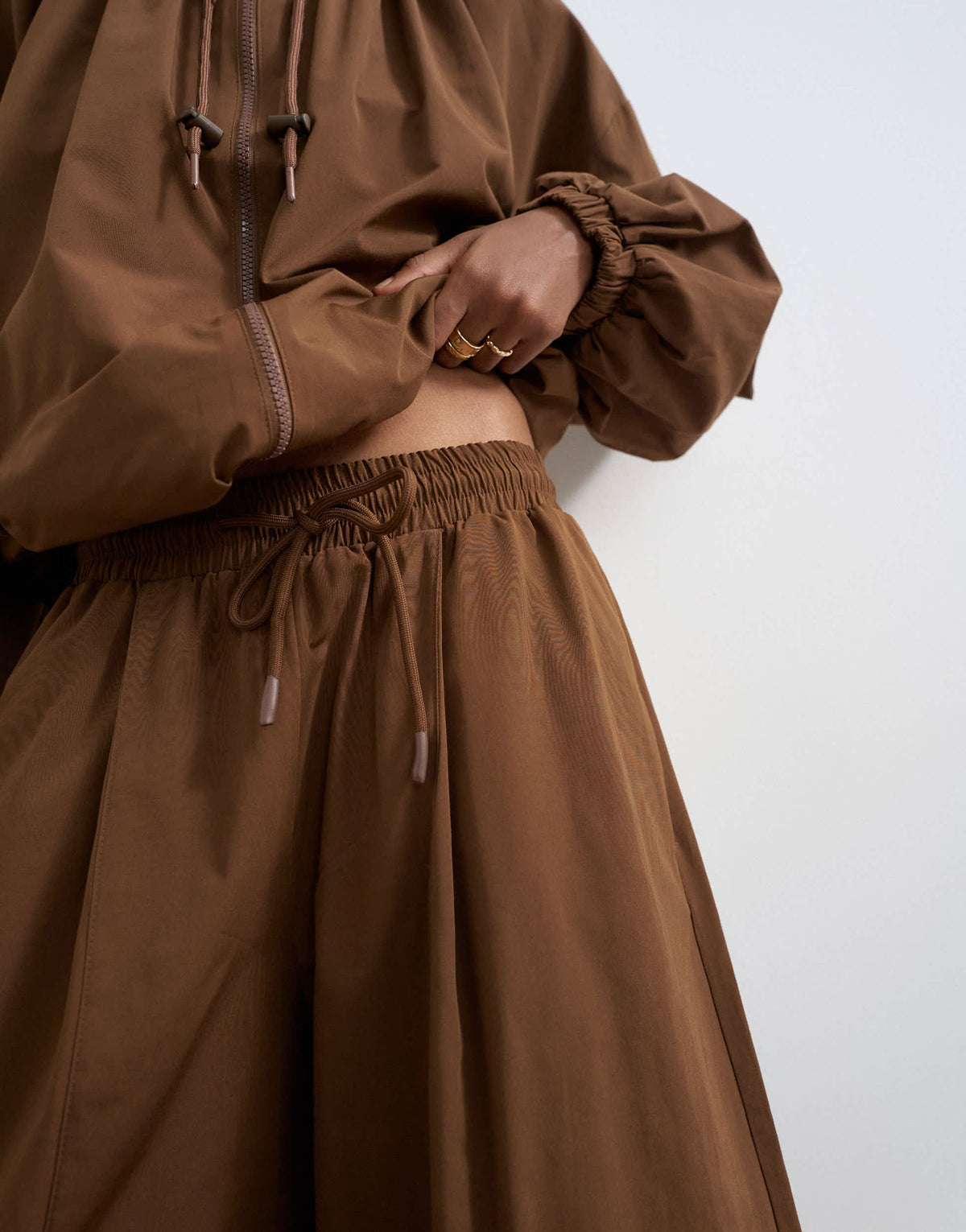 Topshop co ord techy lightweight ovoid trouser in chocolate