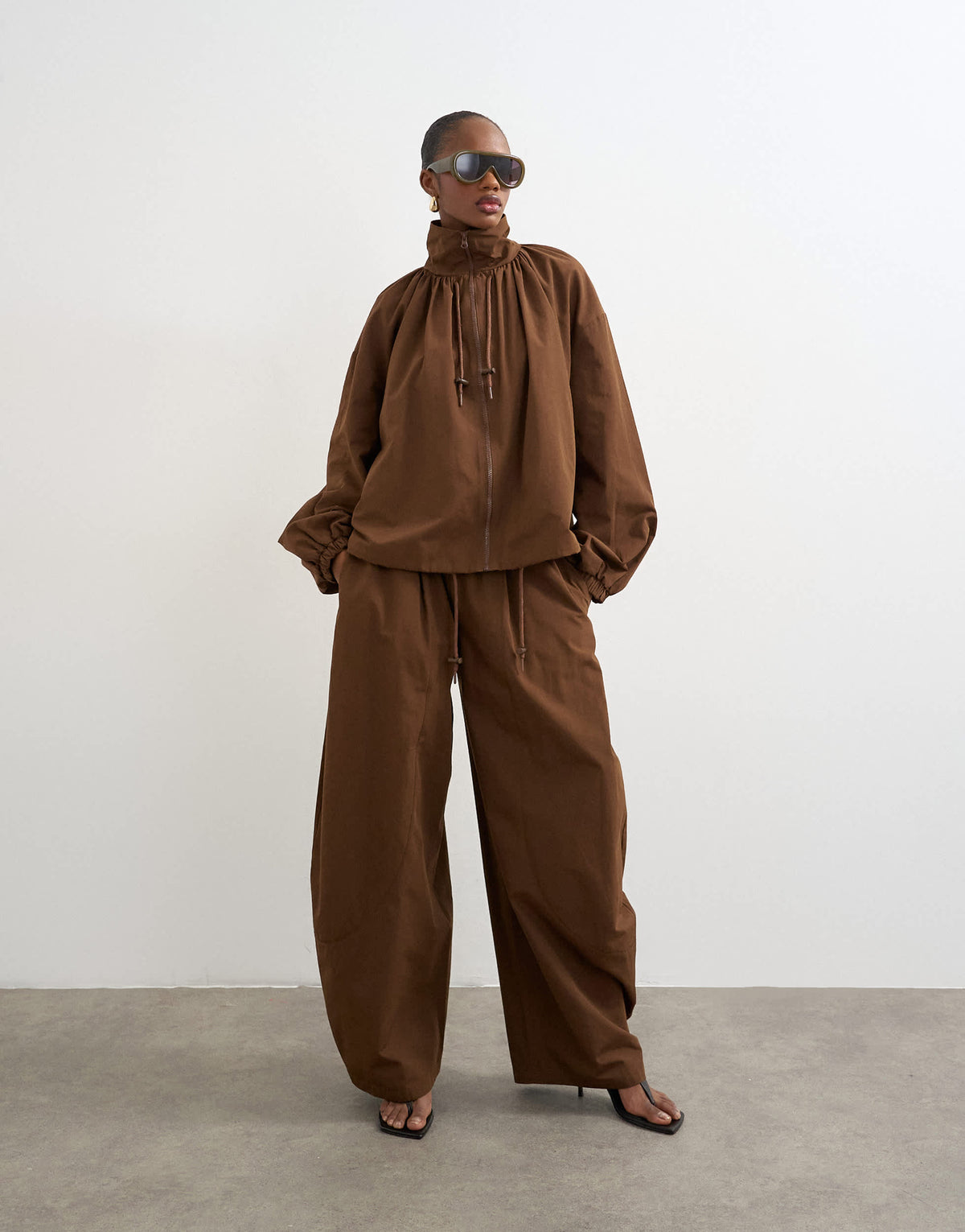 Topshop co ord techy lightweight ovoid trouser in chocolate