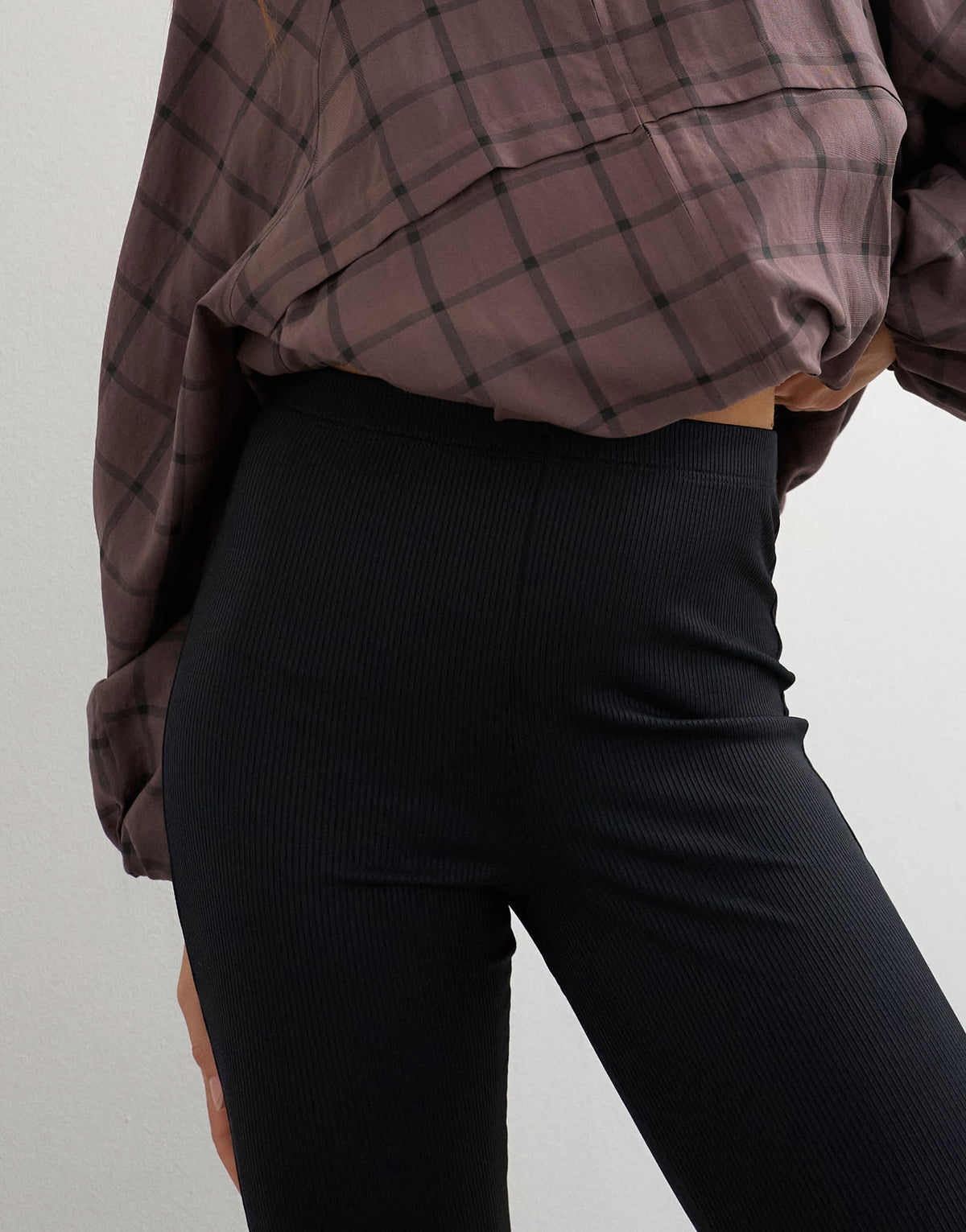 Topshop rib capri trouser in black