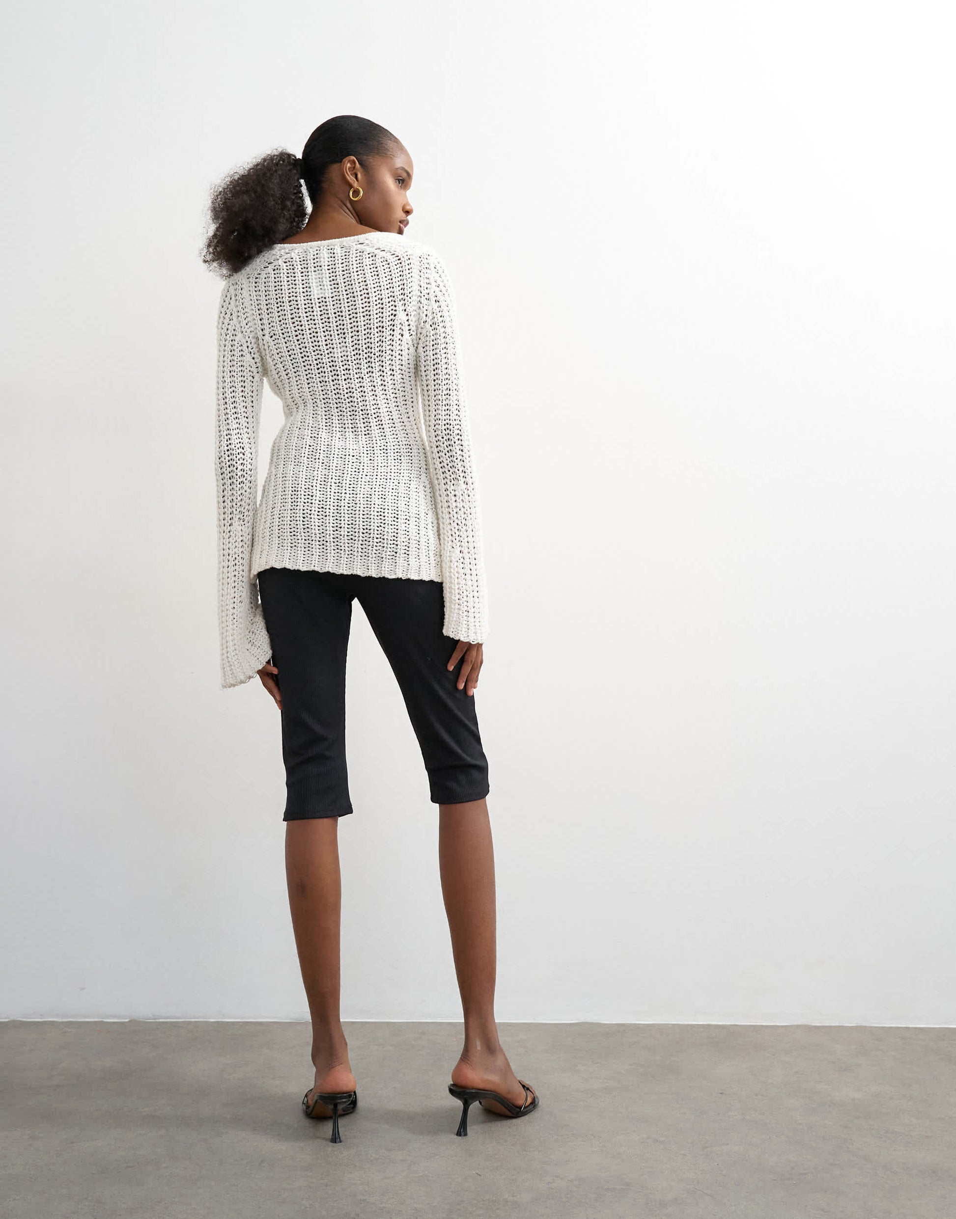 Topshop rib capri trouser in black