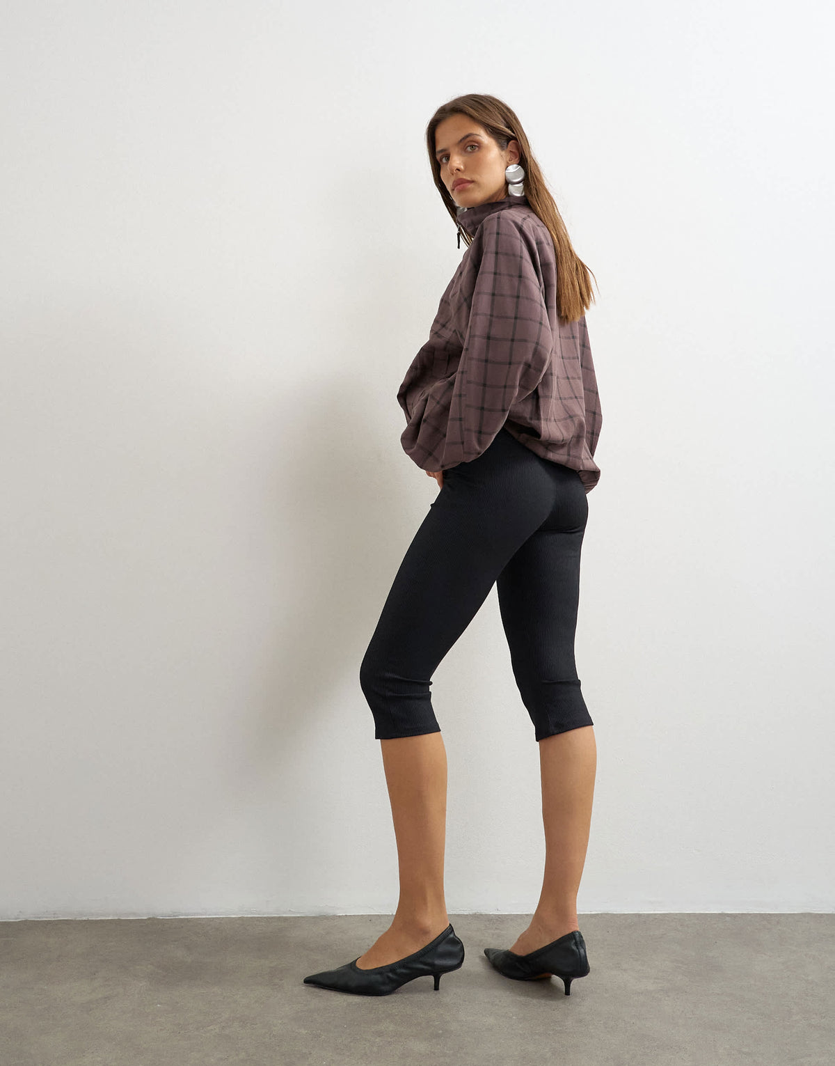 Topshop rib capri trouser in black
