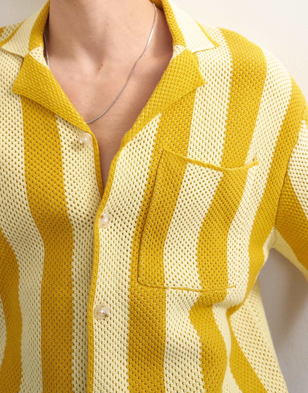 Topman regular fit knitted texture stripe shirt in yellow