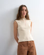 Topshop knitted sheer mix cap sleeve top in ivory