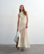 Topshop knitted sheer mix dress in ivory