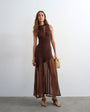 Topshop knitted sheer mix dress in chocolate 