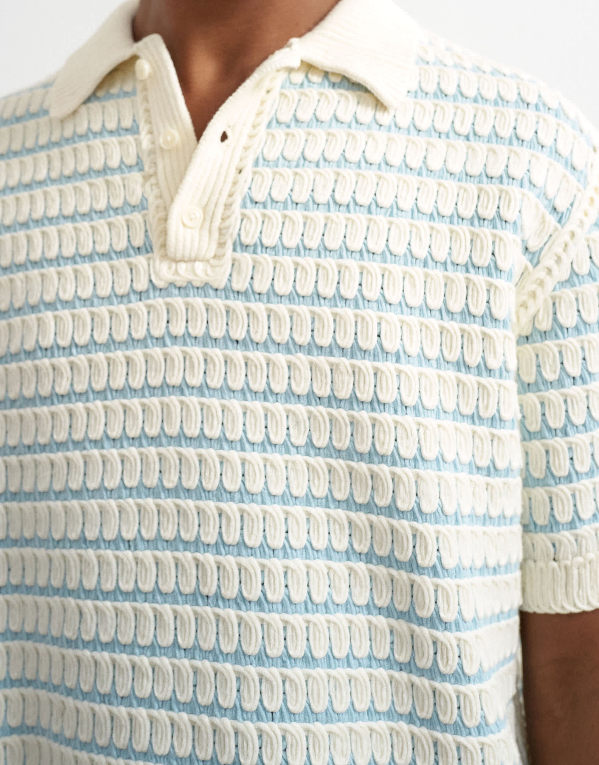 Topman regular fit machine crochet polo in blue