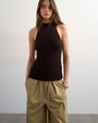 Topshop knitted sleeveless textured grown on vest in chocolate