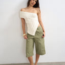 Topshop knitted one shoulder asymmetric top in ivory