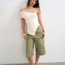 Topshop knitted one shoulder asymmetric top in ivory