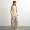 Topshop knitted textured grown on vest in ivory