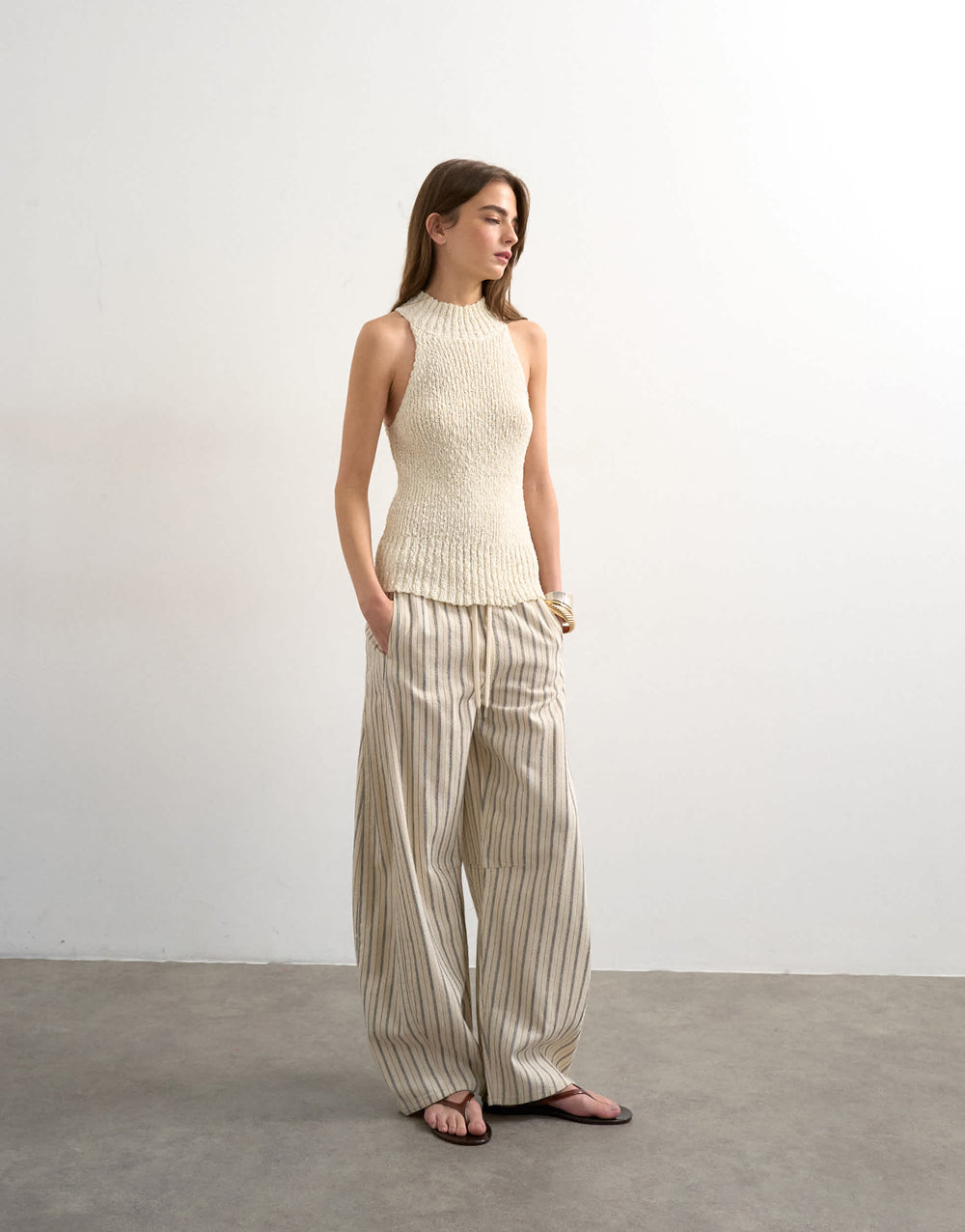 Débardeur texturé en maille Topshop, couleur ivoire