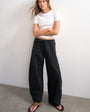 Topshop pull on barrel jean in washed black