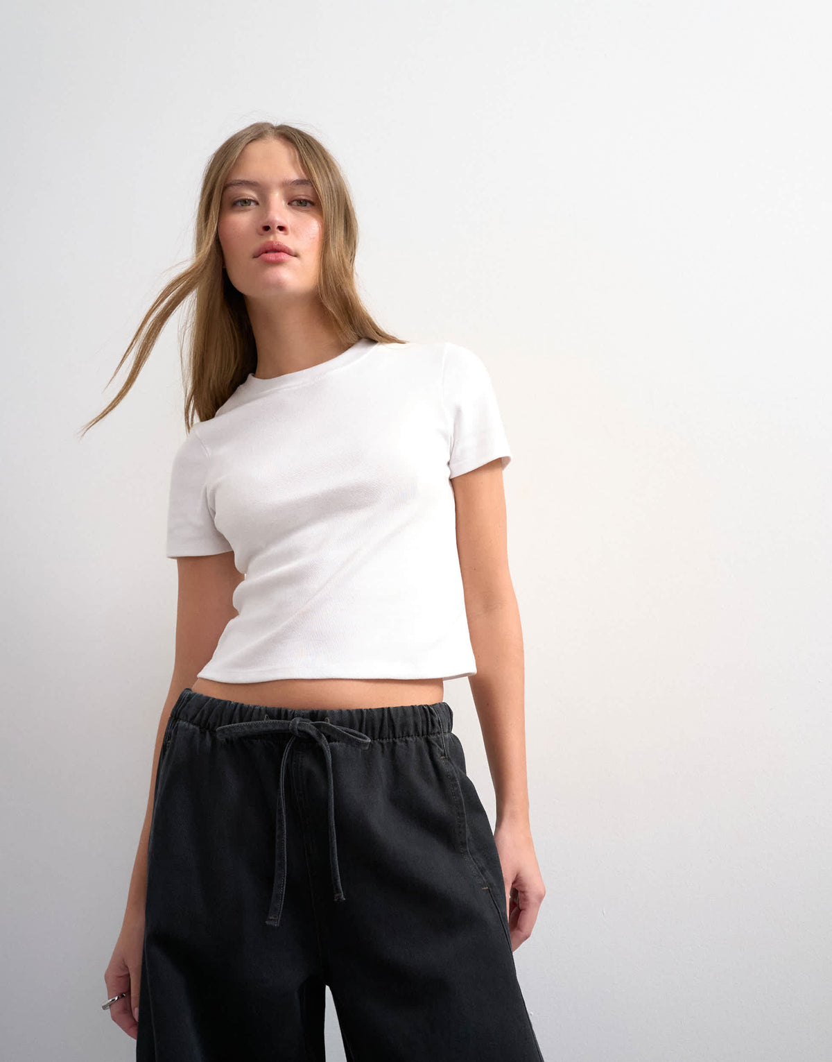 Topshop pull on barrel jean in washed black