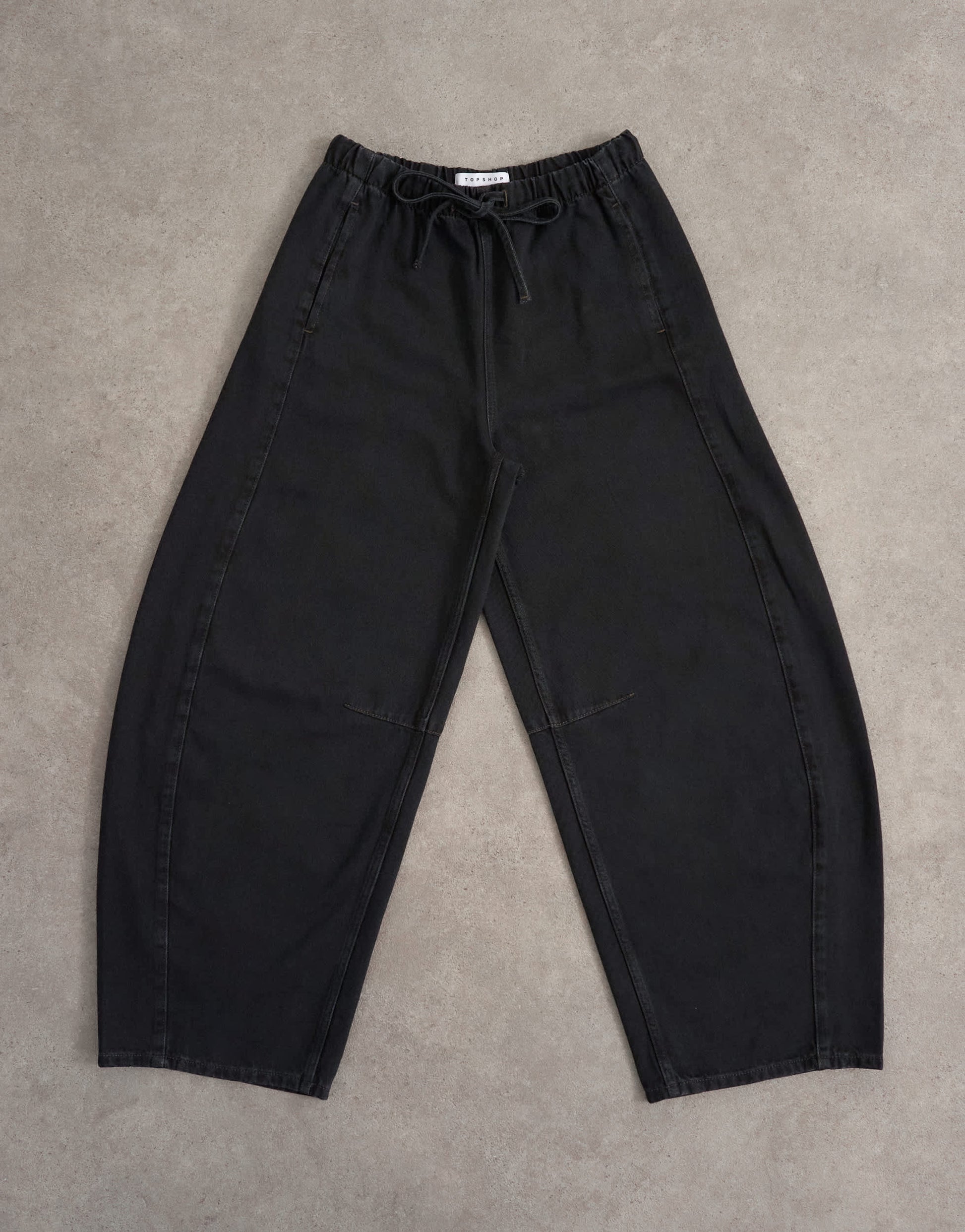 Topshop pull on barrel jean in washed black