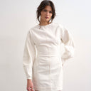 Topshop denim ovoid sleeve mini dress bone