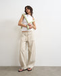 Topshop pull on barrel jean in ecru stripe