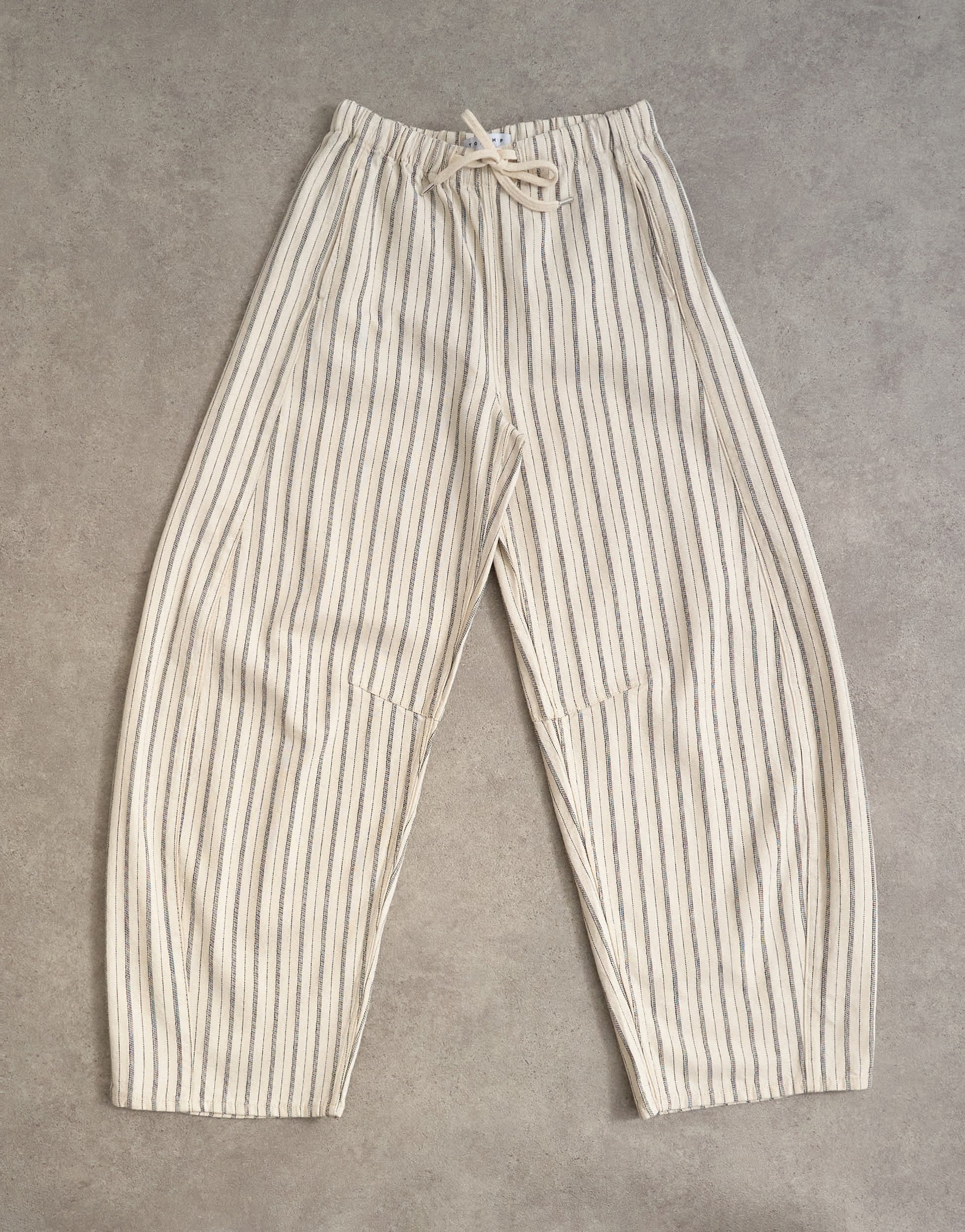 Topshop pull on barrel jean in ecru stripe