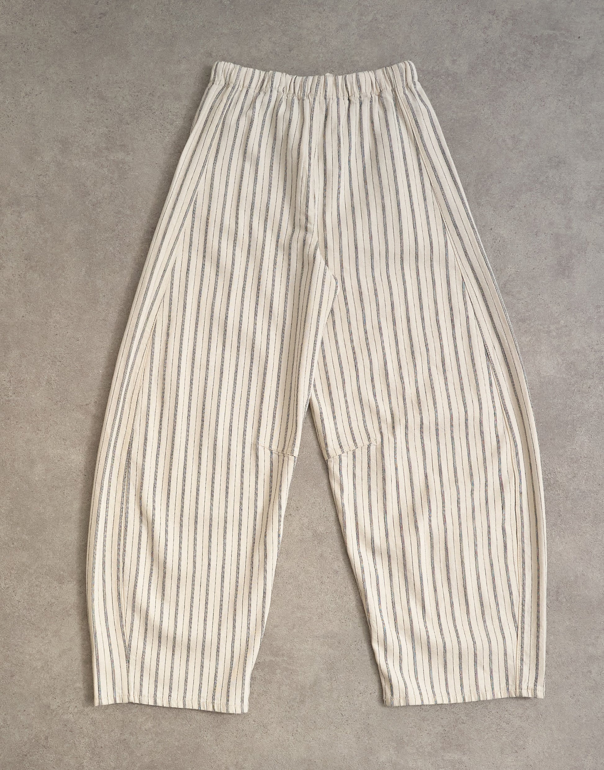 Topshop pull on barrel jean in ecru stripe