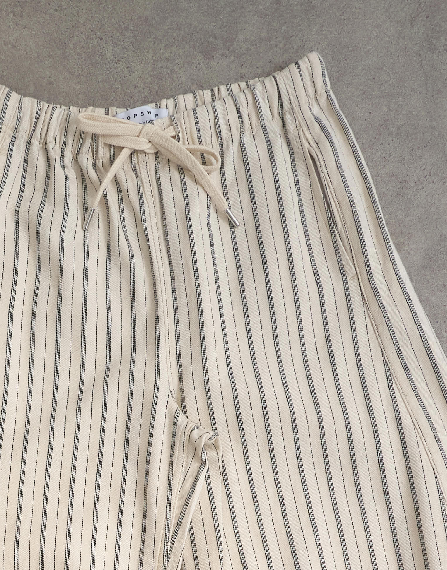 Topshop pull on barrel jean in ecru stripe