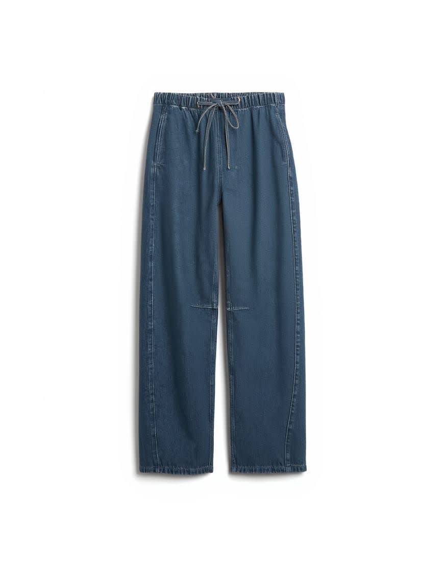 Topshop pull on barrel jean in sulphur blue
