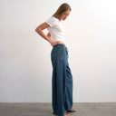 Topshop pull on barrel jean in sulphur blue