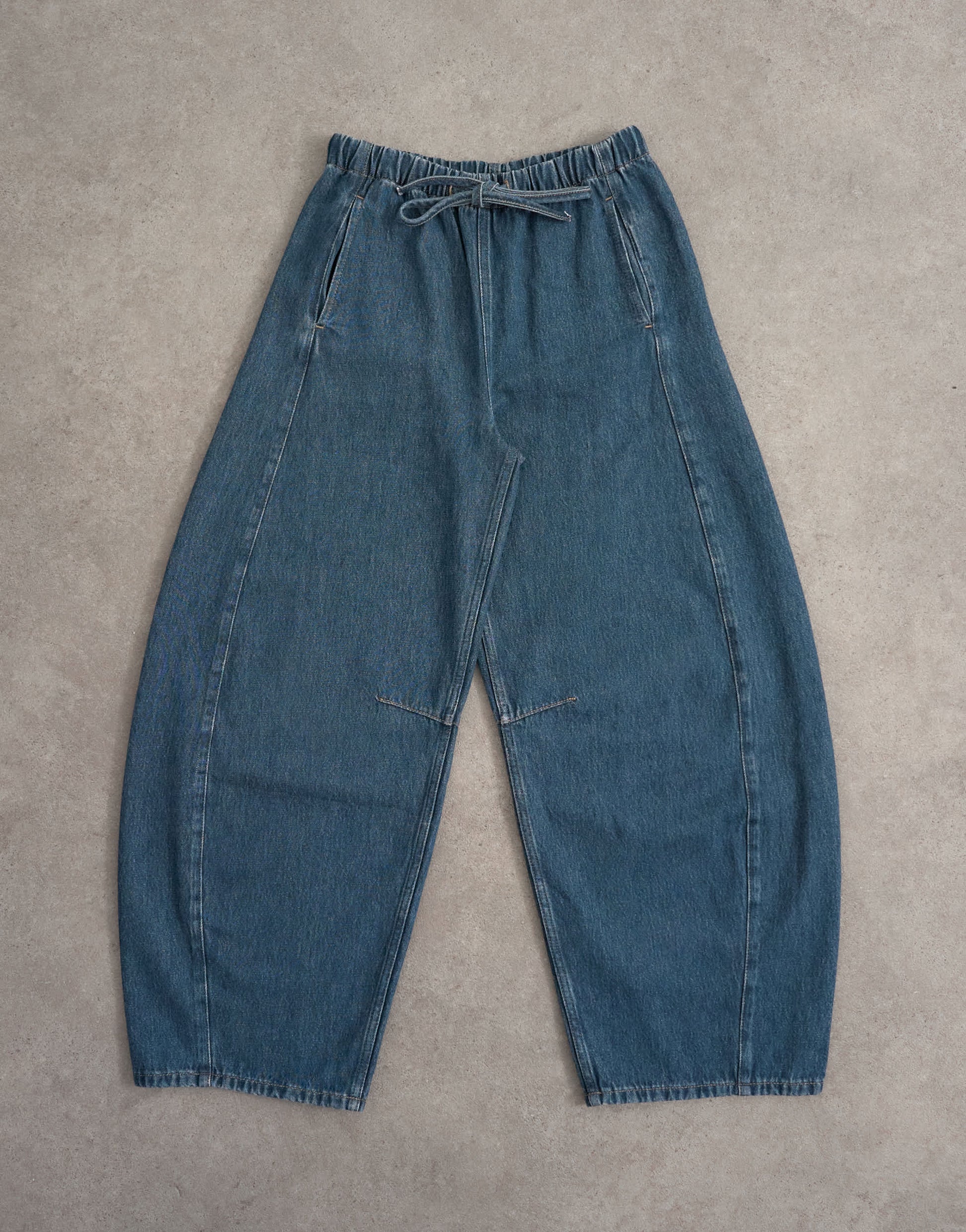 Topshop pull on barrel jean in sulphur blue