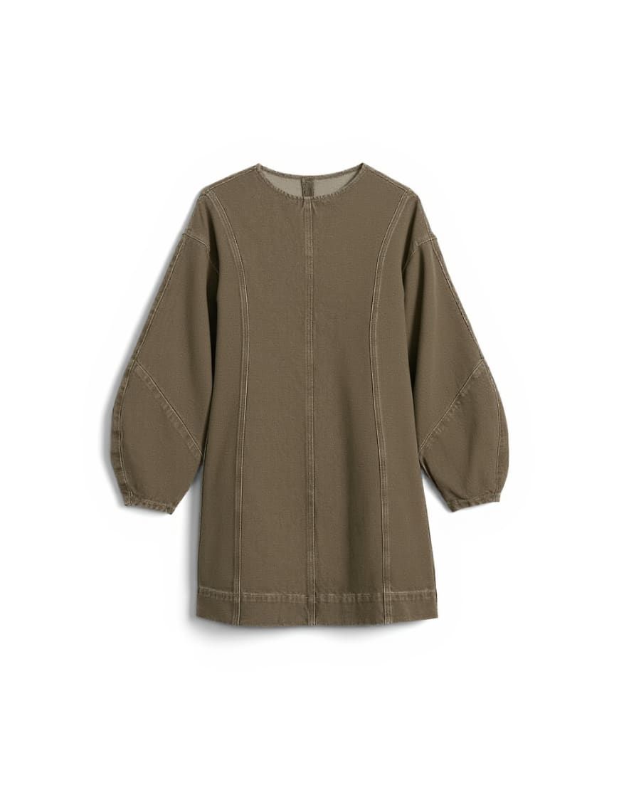 Topshop denim ovoid sleeve mini dress khaki
