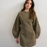 Topshop denim ovoid sleeve mini dress khaki