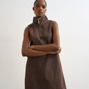 Topshop denim funnel neck pinny dress choc rinse