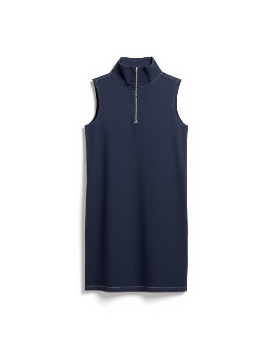 Topshop denim funnel neck pinny dress blue rinse