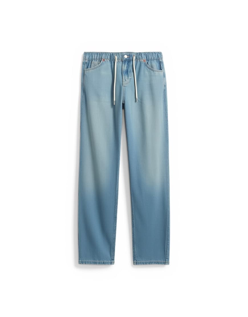 Topshop denim lightweight jogger jean in mid blue