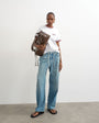 Topshop denim lightweight jogger jean in mid blue