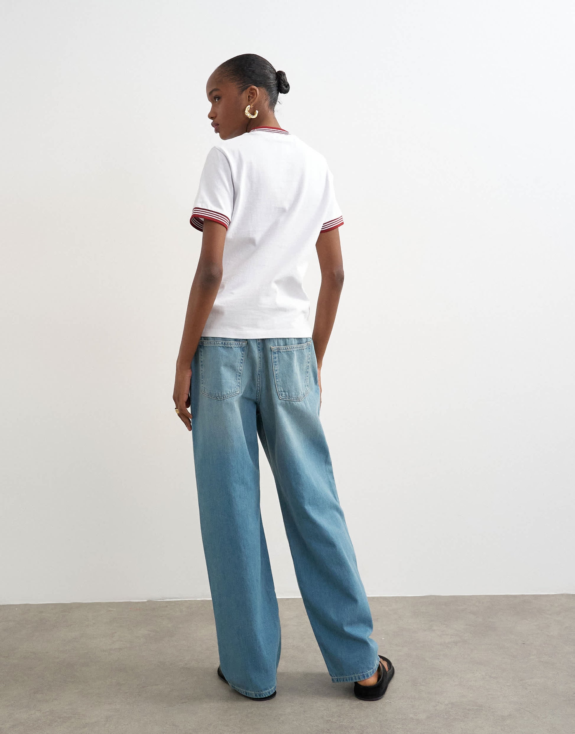 Topshop denim lightweight jogger jean in mid blue