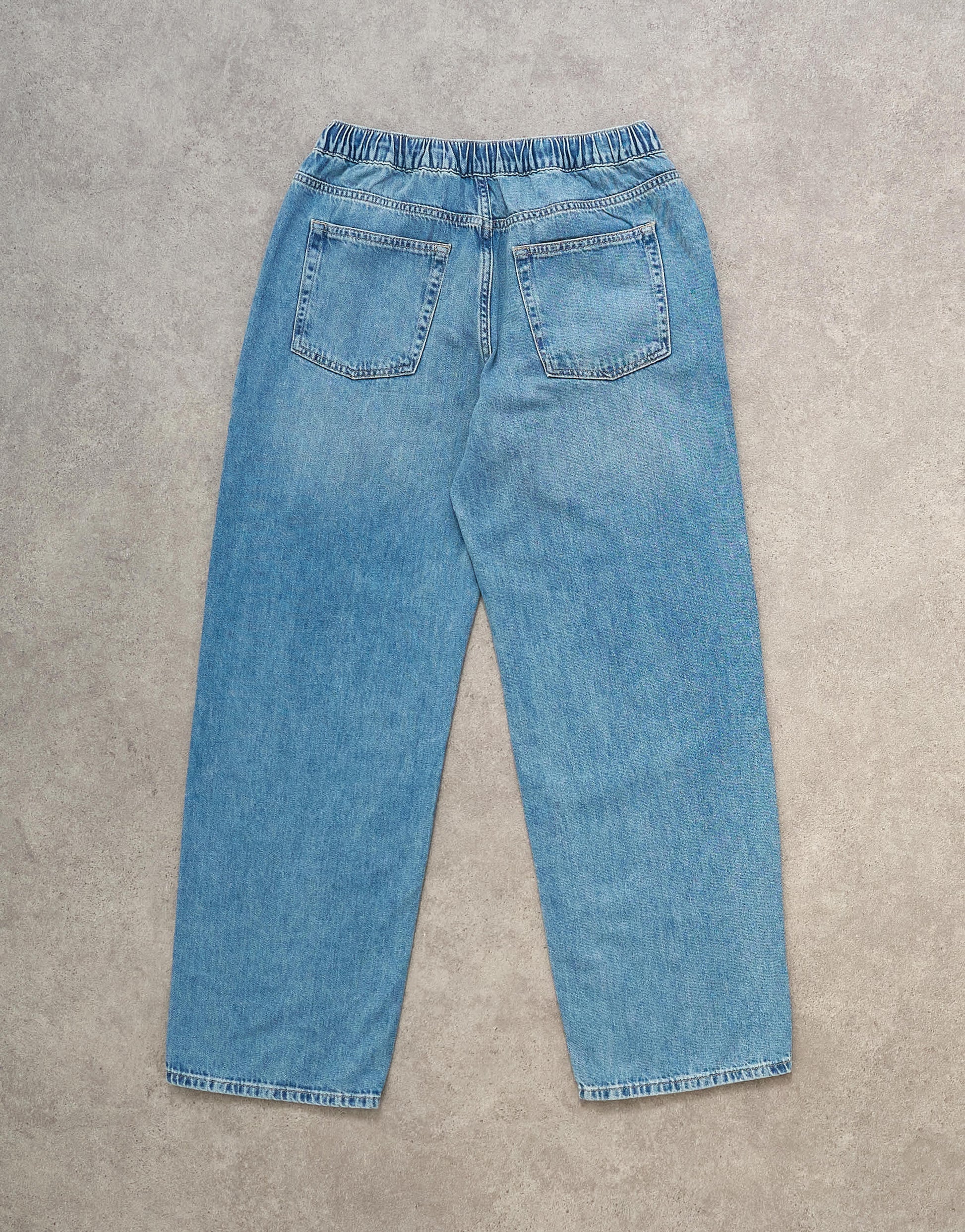 Topshop denim lightweight jogger jean in mid blue