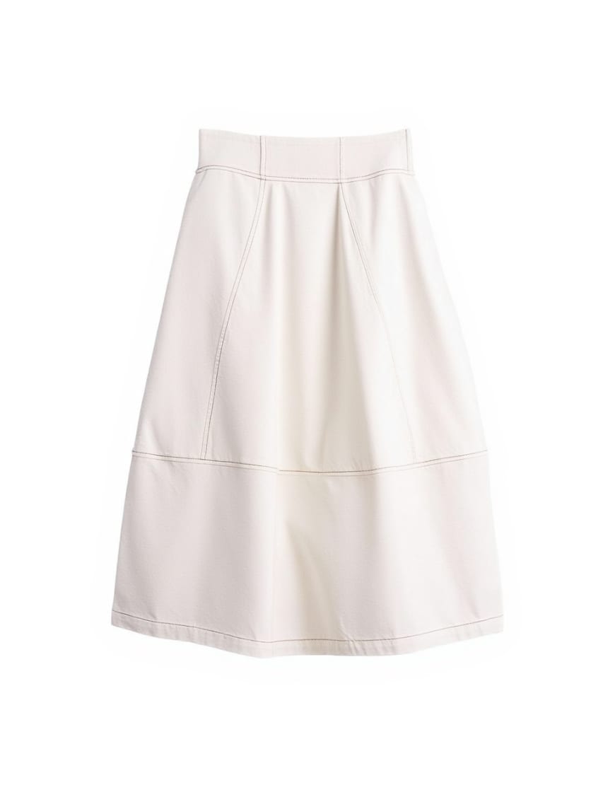 Topshop denim seamed barrel maxi skirt in bone