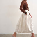 Topshop denim seamed barrel maxi skirt in bone